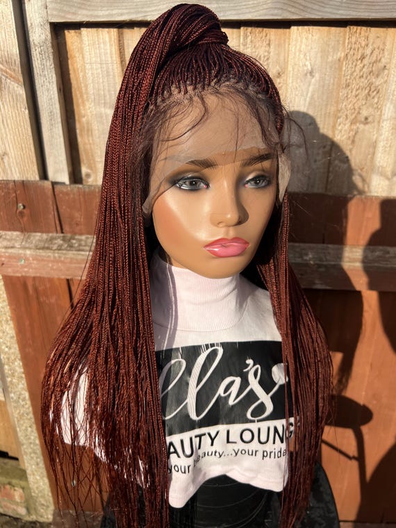 Color 350 Micro Box Braids Full Lace Wig - 28 Inch - Etsy display picture 2