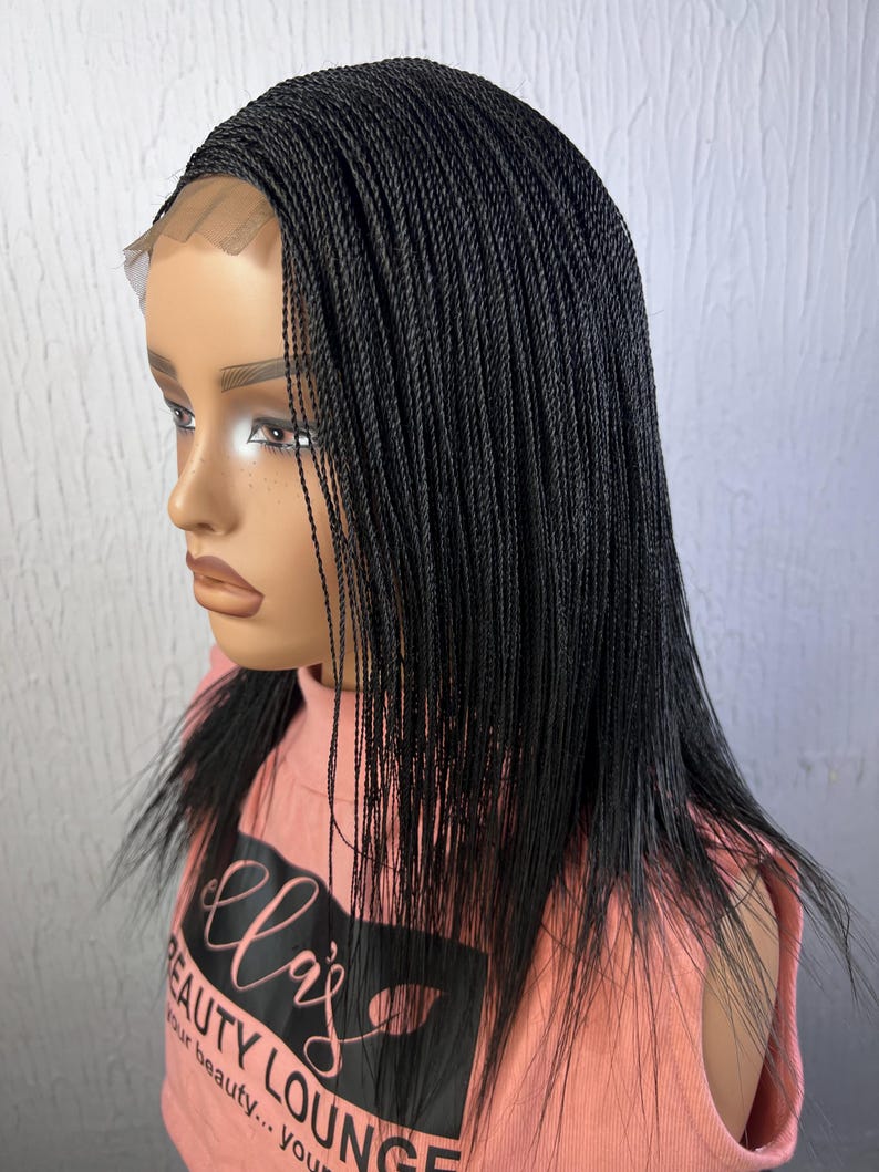 Micro Twisted Braid Wig, Shoulder Length, Color 2 on a 4x4 Closure - Etsy