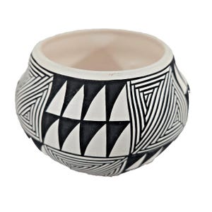 Vintage Acoma Pottery Olla Jar: Signed MA by Ma Aragon, Polychrome Design