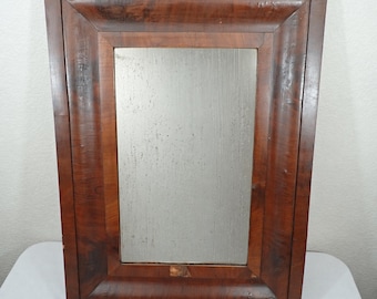 Art Deco Walnut Veneer 25x18 Mirror Vintage 1930s Waterfall Wall Decor