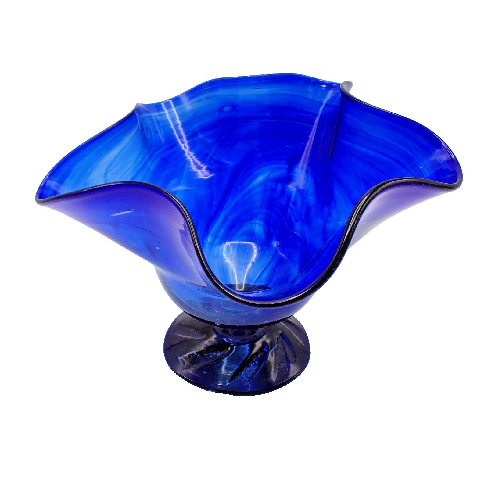 Cobalt Blue Ruffled Glass Vase - Etsy display picture 1