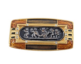 Vintage Edgar Berebi Hapsburg Palace Gold Tone Metal Enameled Brooch Limited Edition - Signed &quot;Berebi/Limited Edition&quot;
