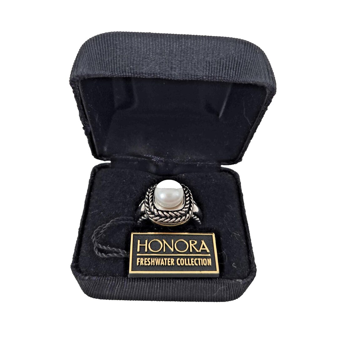 Vintage HONORA Sterling Silver 925 White Pearl Square Designer Rope ...