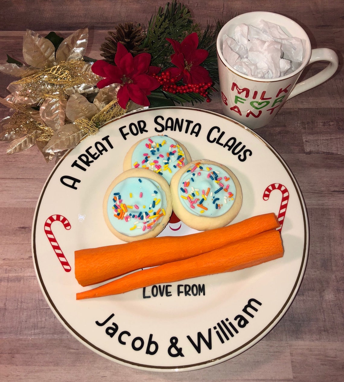 Personalized Cookies and Milk for Santa Plate and Mug Set Etsy