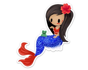 Mermaid of Taino Puerto Rico Sticker (Mermaids of the World Collection), Cute Mermaid, Paper or Vinyl Sticker, Indigenous Native