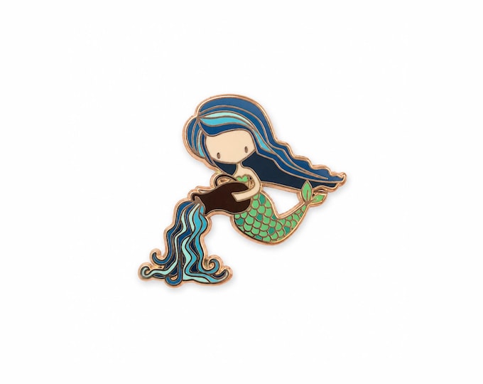 Aquarius Zodiac Mermaid Enamel Pin | Kawaii Astrology Star Sign (1" Pin)