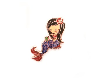 Taino Mermaid of Puerto Rico Hard Enamel Pin, Mermaids of the World, Indigenous Native People