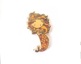 Tiny Leo Zodiac Mermaid Enamel Pin (1")