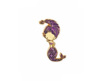 Épingle en émail sirène du zodiaque Scorpion | Accessoire d'astrologie kawaii (émail dur de 30 cm)