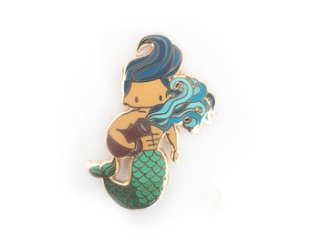 Aquarius Zodiac Merman - Mini Enamel Pin