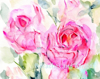 Peony, Peonies, Impressionist Peonies, Watercolor Peonies, Peony Wall Art, Peony Art, Peony Decor, Peony Painting