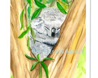 Koala, koala print, koala art, koala art print, watercolor, art print, koala artwork, animal, animal lover, animal print, baby koala