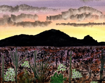 Camelback Mountain original watercolor 17&quot; x 11&quot;