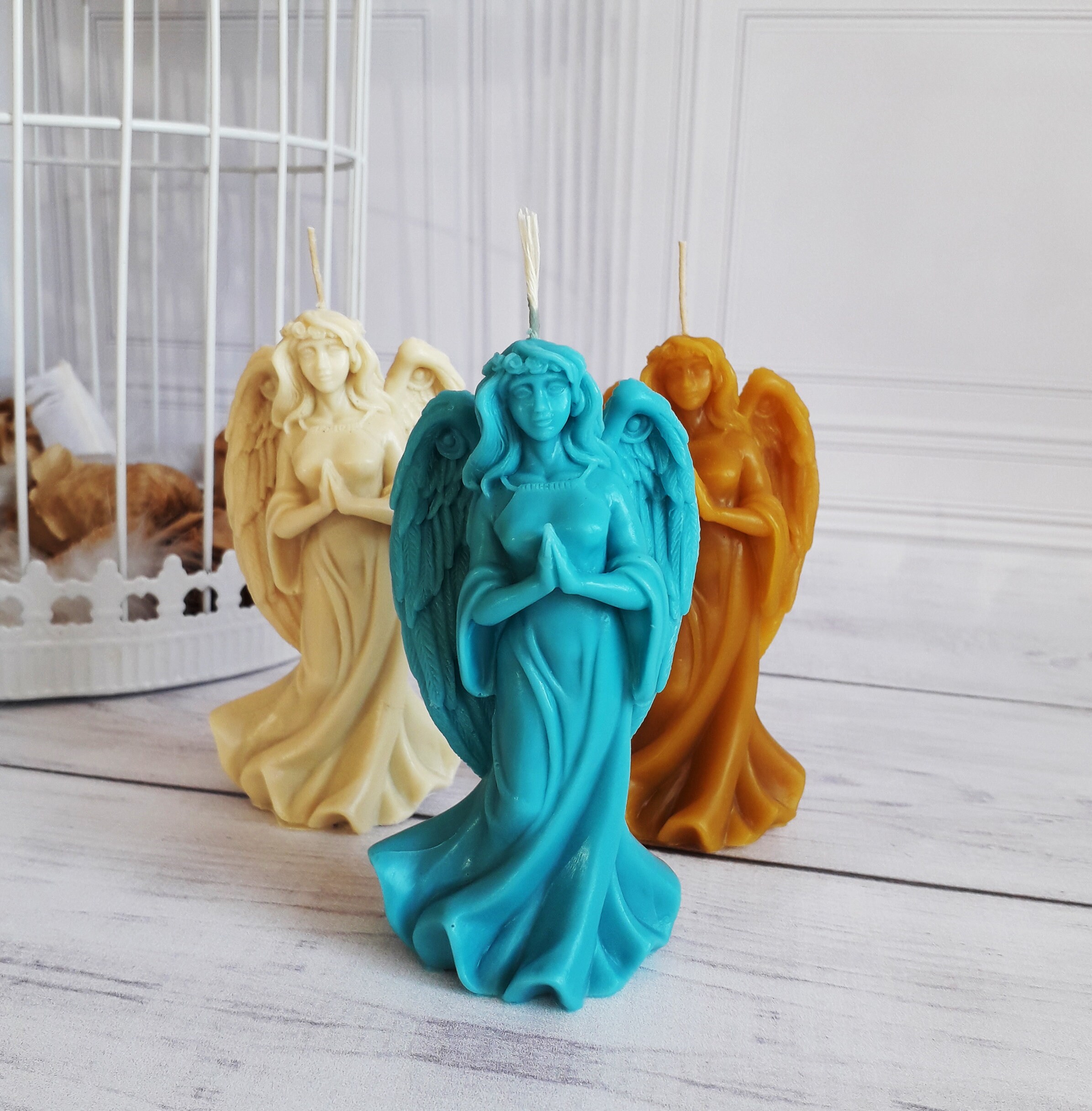 Angel candle beeswax Pure Natural and Organic NonToxic Candle Etsy