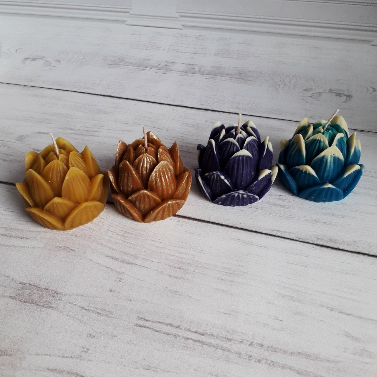 Candle in the Shape of a Lotus Flower Blue Meditation Candles Etsy