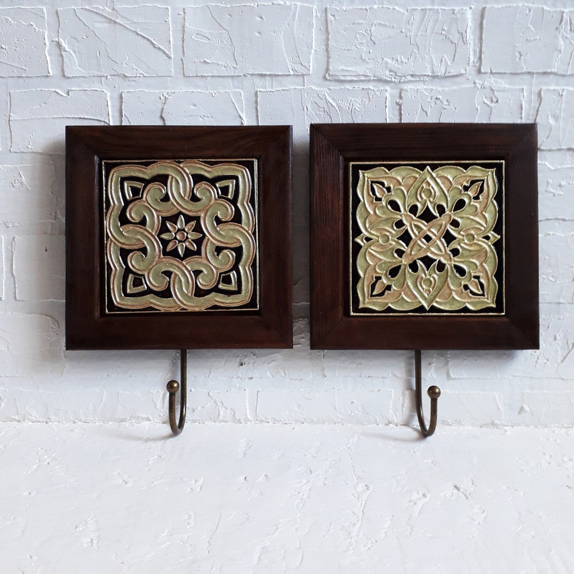 Set of 2 wall hooks Tile Coat Hook Wall Hangings Decorative Etsy