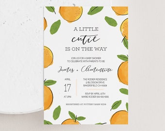 Cutie Baby Shower Invitation for Gender Neutral Baby Shower, Clementine Baby Shower, Citrus Baby Shower | PRINTABLE | Little Cutie