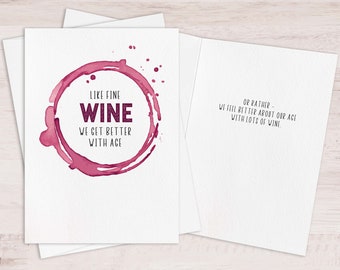 PRINTABLE Funny Wine Birthday Card for Her Sister Best Friend INSTANT DOWNLOAD | Fine Wine