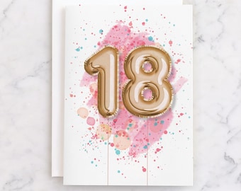 PRINTABLE 18th Birthday Card for Her INSTANT DOWNLOAD | Eighteen