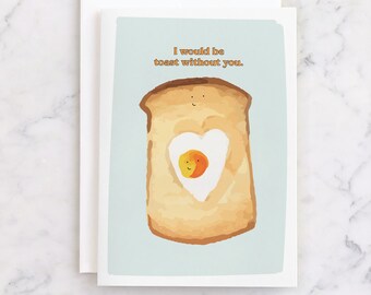 Funny Toast Valentine's Day Card for Him - Egg-ceptional Love Digital PDF Printable