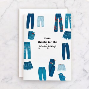 AFDRUKBARE grappige moeder Jeans kaart voor Moederdag kaart van dochter INSTANT DOWNLOAD | Geweldige genen