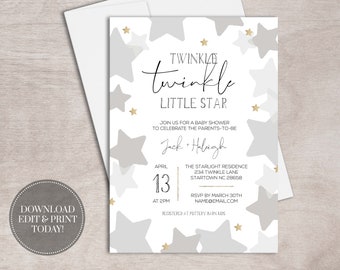 Twinkle Star Baby Shower Invitation | Gender Neutral (Printable)
