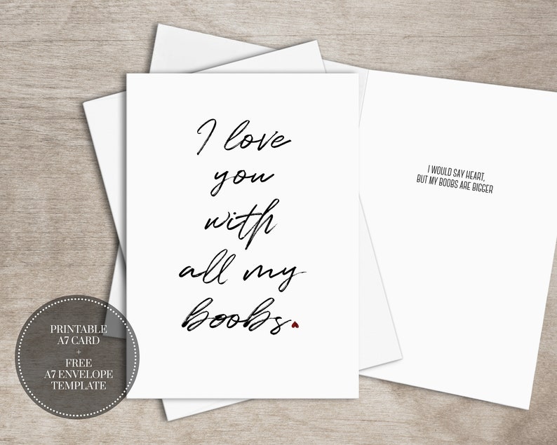 PRINTABLE Naughty Anniversary Card for Him Quick Down load Alluring Card for Spouse // Boobs picture relating to Free Printable Anniversary Cards for My Husband referred to as PRINTABLE Naughty Anniversary Card for Him Quick Down load Alluring Card for Spouse // Boobs