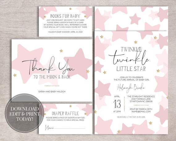 twinkle twinkle little star baby shower invitations etsy