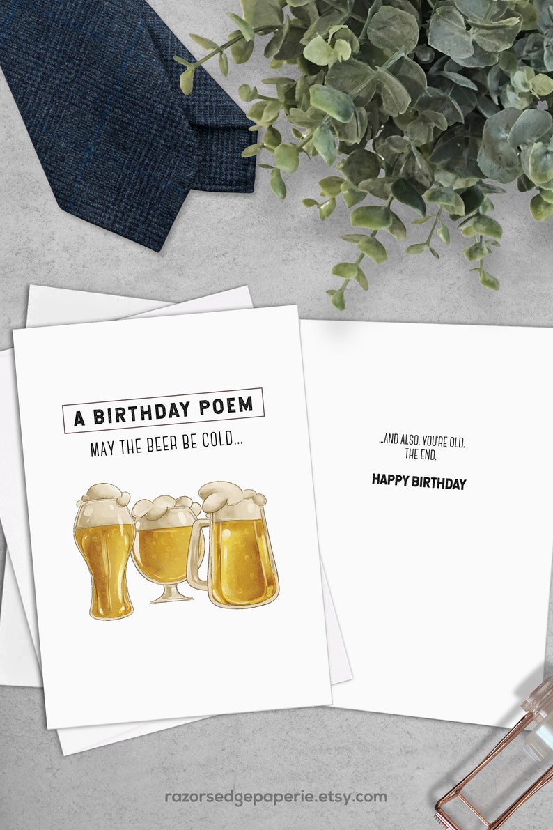 PRINTABLE Beer Birthday Card for Him INSTANT DOWNLOAD Cold Beer image 4