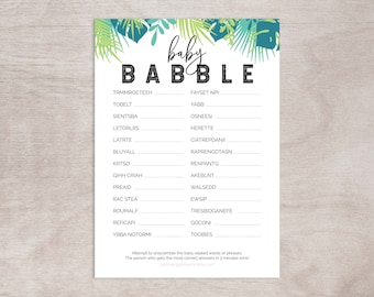 Baby Word Scramble Game for Jungle Baby Shower | PRINTABLE | INSTANT DOWNLOAD | Safari