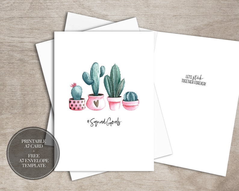 PRINTABLE Friendship Card Instantaneous Obtain Electronic Watercolor Cactus Succulent Greeting Playing cards for Her Suitable Buddy Present // Squad Plans photo relating to Free Printable Friendship Cards called PRINTABLE Friendship Card Prompt Down load Electronic Watercolor Cactus Succulent Greeting Playing cards for Her Great Buddy Reward // Squad Aims