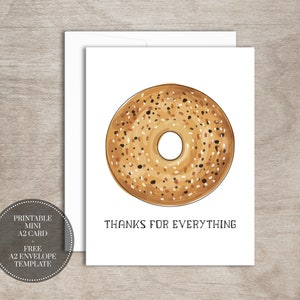 Cartes de remerciement IMPRIMABLES TÉLÉCHARGEMENT INSTANTANÉ Cadeau de l’enseignant | Merci pour tout Bagel