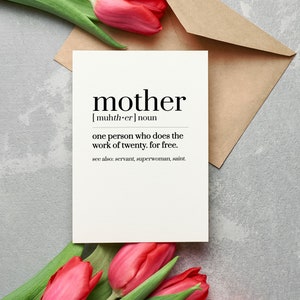 PRINTABLE Mothers Day Card for Her Mom Friend Grandmother INSTANT DOWNLOAD Mom Definition image 3