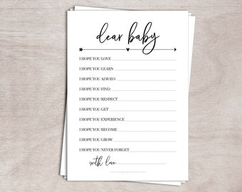 Wishes for Baby Cards | PRINTABLE | INSTANT DOWNLOAD Baby Shower Games | Dear Baby