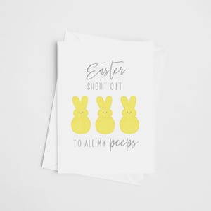 Cartão de Páscoa Peeps para Imprimir | Cartão de Páscoa Bonito para Melhor Amigo | Download Digital Saudação de Páscoa Dobrável 5x7 | Cartão de Férias de Primavera DIY