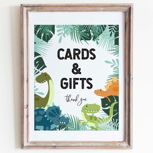 Dinosaur Baby Shower Cards and Gifts Sign | PRINTABLE | INSTANT DOWNLOAD | Table Sign