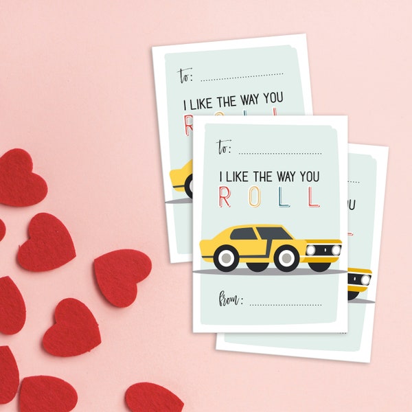 Hot Wheels Car Classroom Valentines Day Cards for Boys School Valentines | PRINTABLE | INSTANT DOWNLOAD | Roll