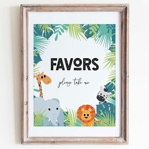 Jungle Baby Shower Favor Sign | PRINTABLE | INSTANT DOWNLOAD | Safari