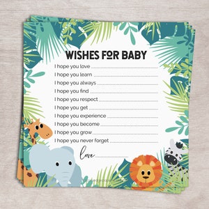Deseos para Tarjetas de Bebé / IMPRIMIBLE / DESCARGA INSTANTE Juegos de Baby Shower / Selva