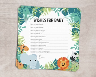 Wishes for Baby Cards | PRINTABLE | INSTANT DOWNLOAD Baby Shower Games | Jungle