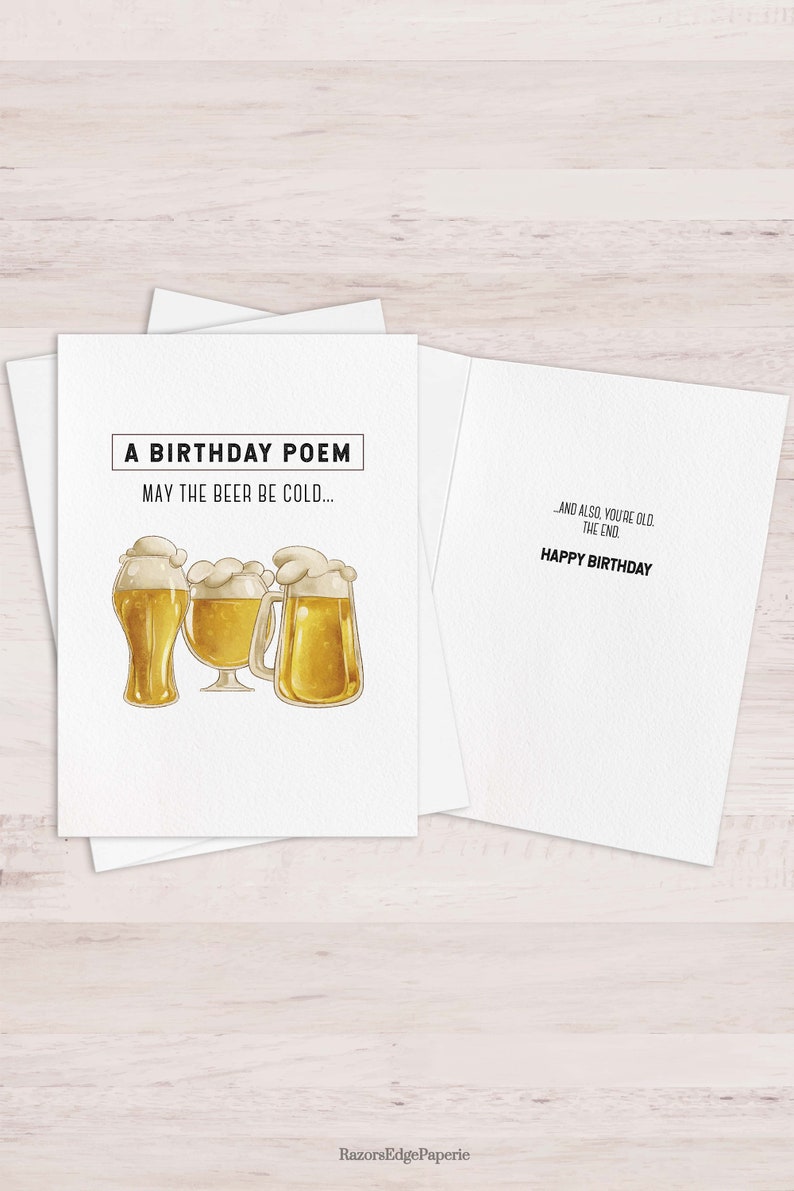 PRINTABLE Beer Birthday Card for Him INSTANT DOWNLOAD Cold Beer image 3