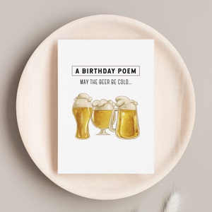 PRINTABLE Beer Birthday Card for Him INSTANT DOWNLOAD Cold Beer image 6