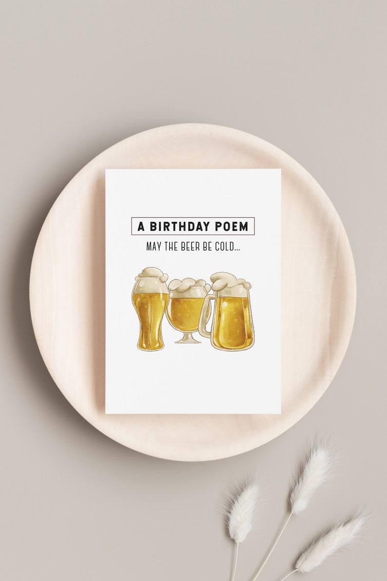 PRINTABLE Beer Birthday Card for Him INSTANT DOWNLOAD Cold Beer image 6