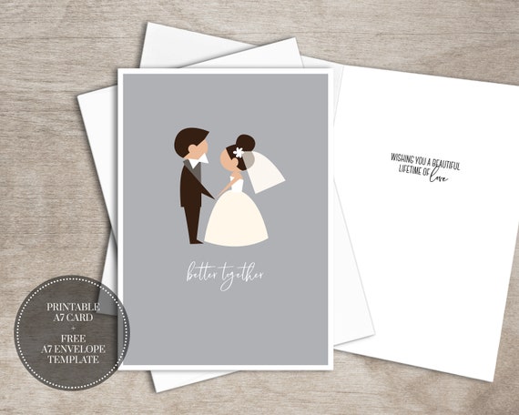 Printable Wedding Card Instant Download Digital Bridal Shower Etsy