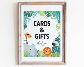Jungle Baby Shower Cards and Gifts Sign | PRINTABLE | INSTANT DOWNLOAD | Safari