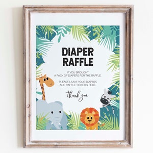 Diaper Raffle Sign for Jungle Baby Boy Shower | PRINTABLE | INSTANT DOWNLOAD | Sign Only