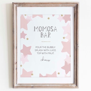 Mimosa Bar Sign for Twinkle Twinkle Little Star Baby Shower | PRINTABLE | INSTANT DOWNLOAD | Pink