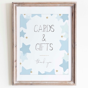 Kaarten en geschenken Teken voor Twinkle Twinkle Little Star Baby Shower | AFDRUKBARE | DIRECT DOWNLOADEN | Blauw