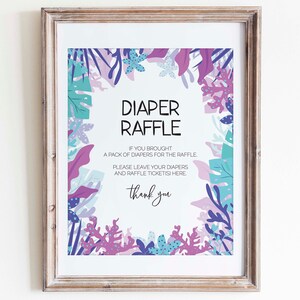 Diaper Raffle Sign for Mermaid Baby Girl Shower | PRINTABLE | INSTANT DOWNLOAD | Sign Only