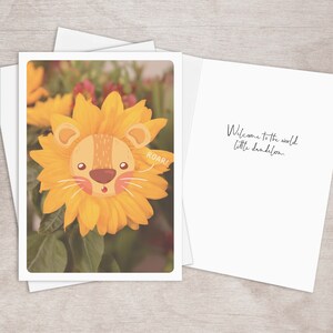 新生児のための印刷可能なライオンのベビーシャワーカード 即時ダウンロード | Dandelion